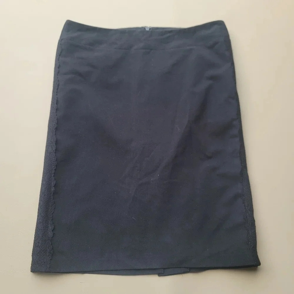Mossimo Stretch Pencil Skirt Womens Lace Black Pleated Workwear Career Work Sz 6